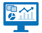 An icon of a computer screen with data